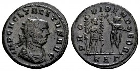 Tacitus. Serdica, 275-276 AD. Æ antoninianus, 3.78 g. IMP C M CL TACITVS AVG radiate, cuirassed bust right / PROVIDEN DEOR Fides standing right, with ...