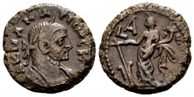 Carinus as Caesar. Alexandria, 283 AD (RY 1). BI tetradrachm, 6,45 g. A K M A KAPINOC K laureate, cuirassed bust right / tyche standing left, with rud...
