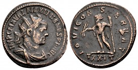 Maximianus Herculius. Ticinum, 288 AD. Æ antoninianus, 3,26 g. IMP C M A VAL MAXIMIANVS AVG radiate, draped, cuirassed bust right / IOVI CONSERVAT Jup...