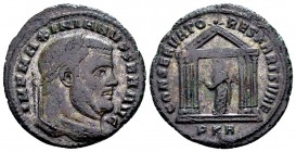 Maximianus Herculius. Carthago, 307 AD. Æ follis, 6.00 g. IMP MAXIMIANVS SEN AVG laureate head right / CONSERVATO RES KART SVAE Carthage standing faci...
