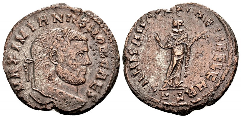 Galerius Valerius. Carthago, 299-303 AD. Æ follis, 9.84 g. MAXIMIANVS NOB CAES l...