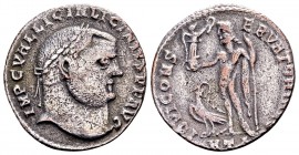 Licinius I. Heraclea, 312 AD. BI follis, 3,38 g. IMP C VAL LIC LICINIVS P F AVGG laureate head right / IOVI CONSERVATORI Jupiter standing left, holdin...