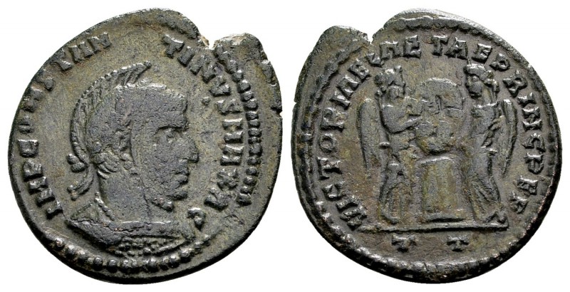 Constantine I. Ticinum, 318-319 AD. Æ follis, 3.01 g. IMP CONSTANTINVS MAX AG la...