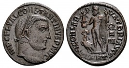 Constantine I. Antioch, ca. 310 AD. Æ follis, 4.00 g. IMP C FL VAL CONSTANTINUS P F AUG laureate head right / IOVI CONSERVATORI AUGG Jupiter standing ...