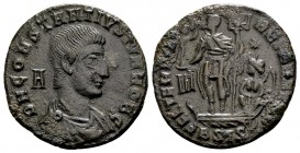 Constantine Gallus Caesar. Siscia, 351-354 AD. Æ centenionalis, 4.56 g. D N CONSTANTIVS IVN NOB C bareheaded, draped, cuirassed bust right; in left fi...