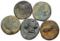 the Lundahl collection (1955-1995). 5 Æ dichalkon coins of Thessaly, Larissa, nymph to the right obverse. Fine to Very Fine. SOLD AS IS. NO RETURN.
