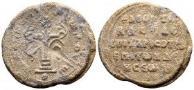 Byzantine, Leon. basilikos protospatharios epi tou Chrysotriklinou and epi ton deeseon. Byzantine lead seal (32 mm, 18.10 gram). 2nd half 10th century...