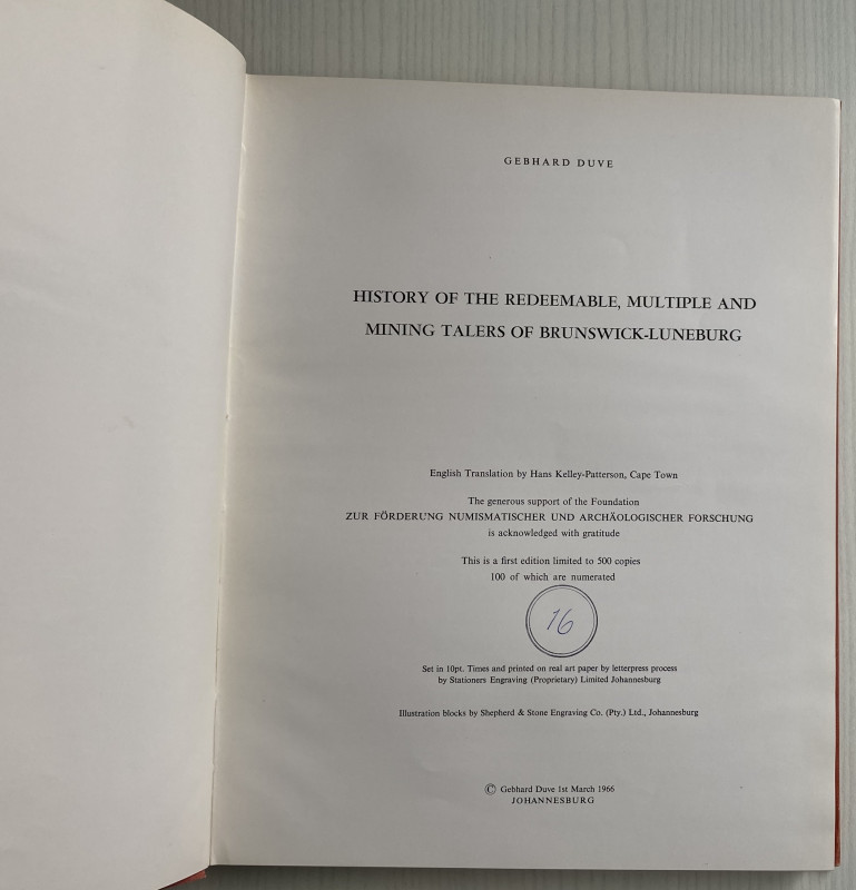 Duve G. History of The Redeemable, Multiple and Mining Talers of Brunswick-Lunrb...