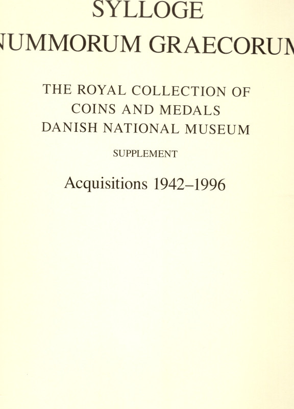 SYLLOGE NUMMORUM GRAECORUM. The Royal collection of coins and medals Danish Nati...