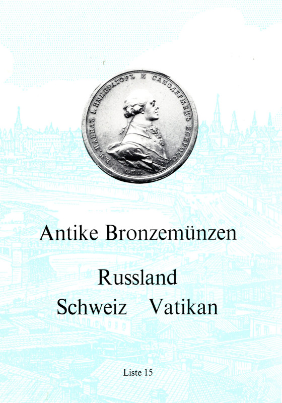 BANK LEU - Liste 15. Februar, 1977. Antike bronzemunzen, Russland. Schweiz, Vati...