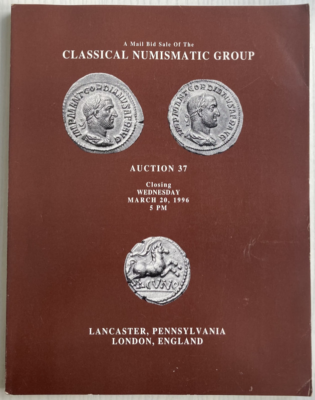 CNG Auction 37. 20 March 1996. Brossura ed. pp. 279, lotti 3463, ill. in b/n. Bu...