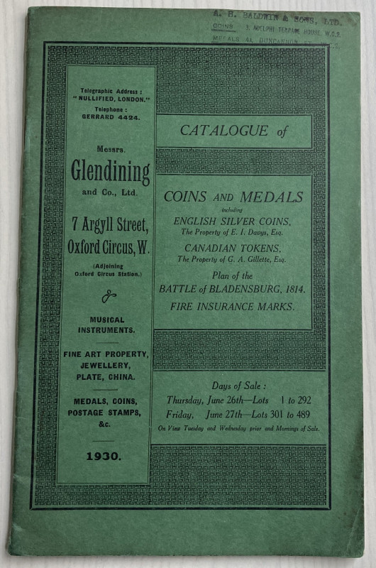 Glendening & Co. Catalogue of Coins and Medals including: English Silver Coins, ...