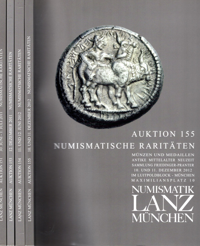 LANZ NUMISMATIK. Lotto di 4 cataloghi n 151-153-154- Munchen,155. 2011\2012. ( m...