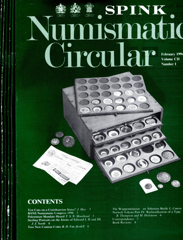 NUMISMATIC CIRCULAR 1994. 8 fasc. ottimo stato. contiene ottimi contributi di nu...