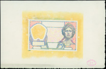 YUGOSLAVIA: Essay of face of the unissued 5 Dinara (6.5.1924) in multicolor. Printed by Clement-Serveau. (Pick unlisted). Uncirculated. The only known...