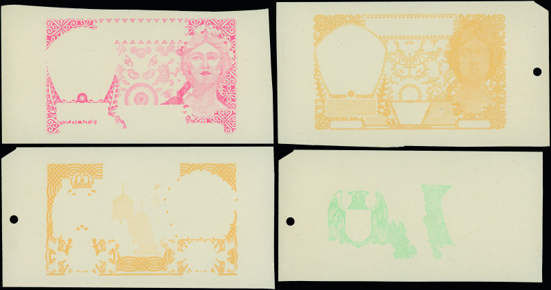 YUGOSLAVIA: Lot composed of two color proofs of face (one in red and one in yell...