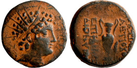 SELEUKID KINGS of SYRIA. Antioch mint ?. Antiochus VI Dionysus (144-142 BC). AE bronze. Obv.:radiate head of Antiochus VI right. Rev.: BAΣIΛEΩΣ ANTIOX...