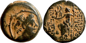 SELEUKID KINGS of SYRIA. Antioch mint. Antiochos IX Kyzikenos (114/3-95 BC). AE bronze. Obv.: Diademed head of Antiochos IX r. Rev.: Zeus seated l. on...