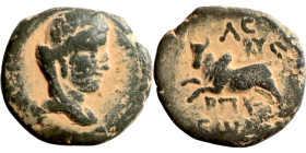 Greek bronze Coins. (PHOENICIA. ?) Obverse: Head of Tyche. Reverse: Bull