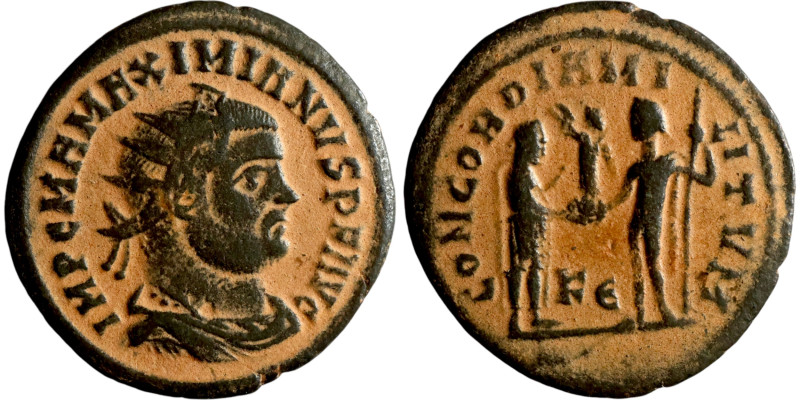 Maximianus. (286-305 AD). Æ Antoninian. Obv: IMP C M A MAXIMIANVS P F AVG. radia...