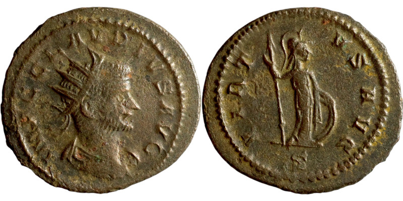 Claudius II. Antoninanus. Obverse: IMP C CLAVDIVS AVG. Radiate bust. Reverse: VI...