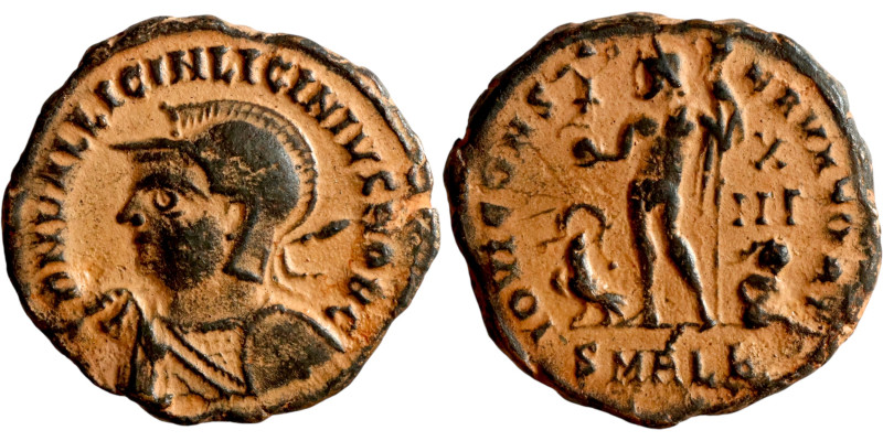 Licinius II (317-324 AD).AE follis. Obv.: D N VAL LICIN LICINIVS NOB C, helmeted...