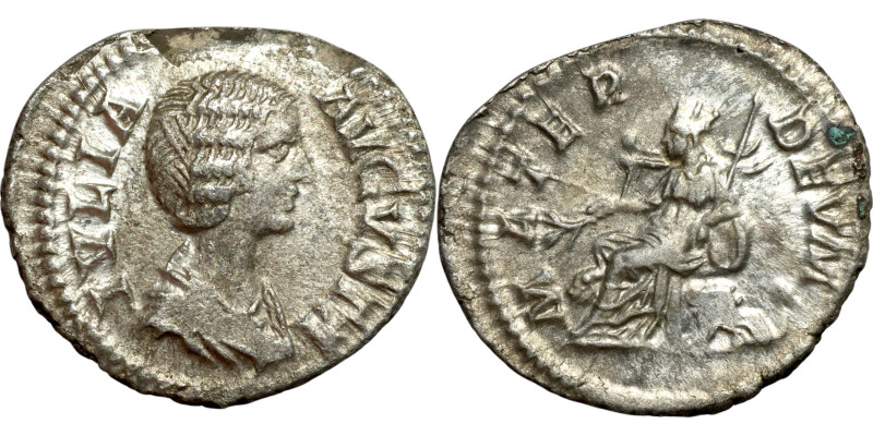 Julia Domna. Denarius. Obverse: IVLIA AVGVSTA; draped bust right.. Reverse: MATE...