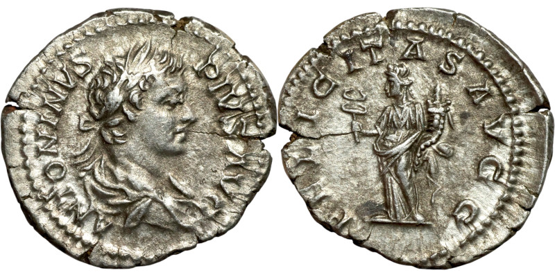 Caracalla (211-217) Denarius. Obverse: ANTONINVS PIVS AVG Bust of emperor. Rever...