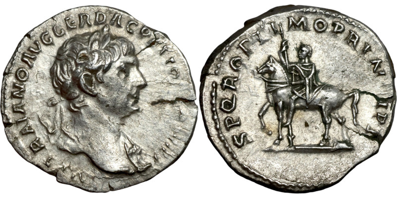 Trajan (98-117) Deanrius. Obverse: IMP TRAIANO AVG GER DAC P R TR P COS VI P P, ...