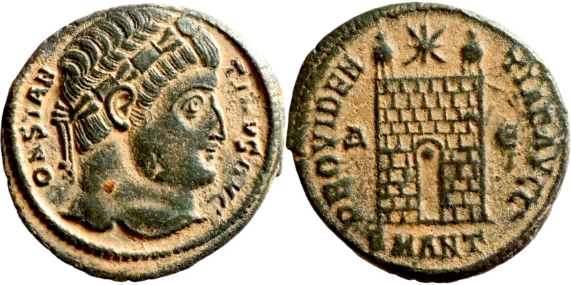 Constantine I, The Great (307 - 337 AD). Follis. Obv.: CONSTANTINVS AVG, Laureat...