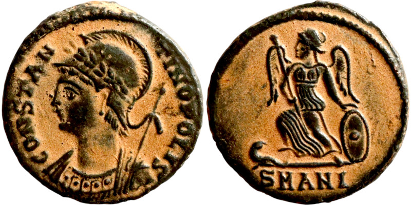 Constantinus I (306-337) Commemoratives Follis. Obverse: CONSTANTINOPOLIS, laure...