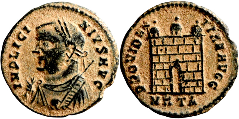 Licinius I (308-324) Follis. Obverse: IMP LICI-NIVS AVG, Laureate draped bustt, ...