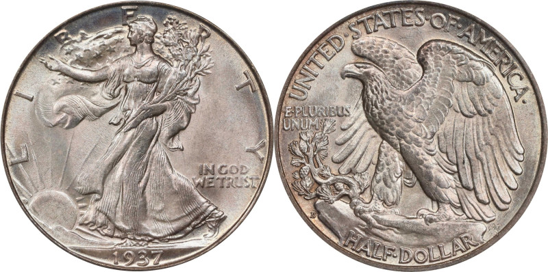 1937-D Walking Liberty Half Dollar. MS-64 (PCGS). OGH Generation 1.2 Rattler.
P...