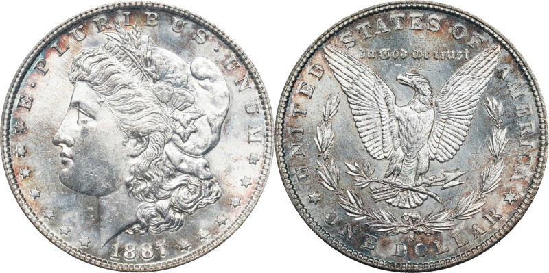 1887-S/S Morgan Silver Dollar. VAM-2. Top 100 Variety. Repunched Mintmark. MS-63...