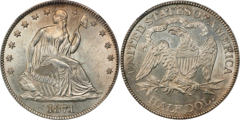 1871 Liberty Seated Half Dollar. WB-2. Rarity-3. MS-62 (NGC).
PCGS# 6330. NGC I...