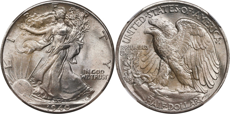 1940 Walking Liberty Half Dollar. MS-66 (NGC).
PCGS# 6609. NGC ID: 24RZ.