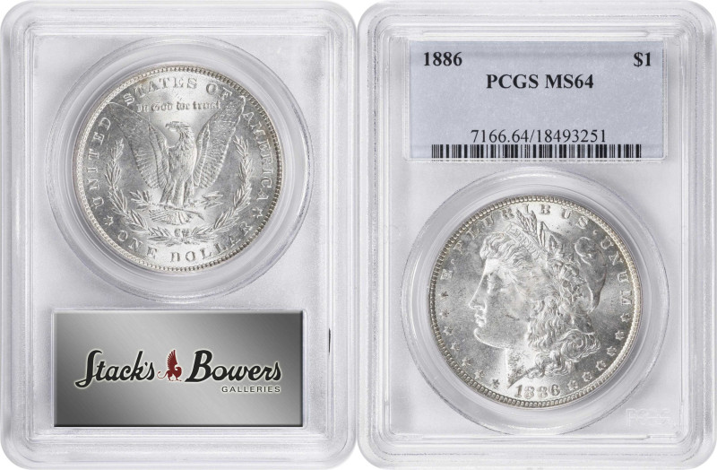 Lot of (3) 1886 Morgan Silver Dollars. MS-64 (PCGS).
PCGS# 7166. NGC ID: 254V.