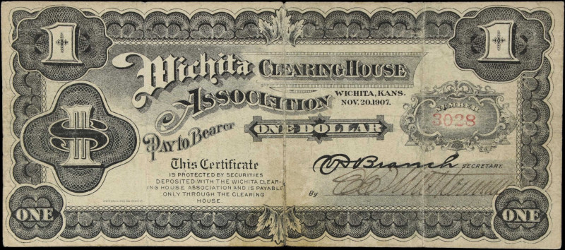 Wichita, Kansas. Wichita Clearing House Association. 1907 $1. Choice Fine.
No. ...