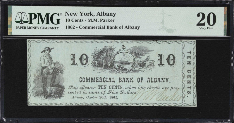 Albany, New York. Commercial Bank of Albany. 1862 10 Cents. PMG Very Fine 20.
P...