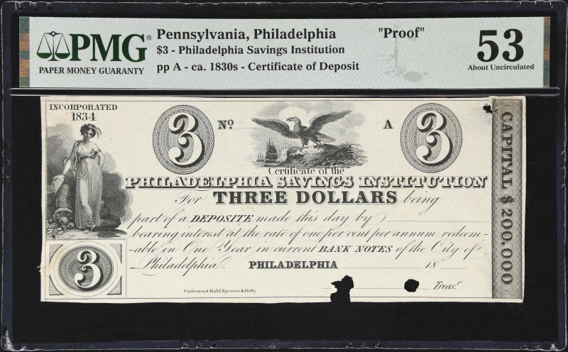 Philadelphia, Pennsylvania. Philadelphia City Savings Institution. 18x $3. PMG A...