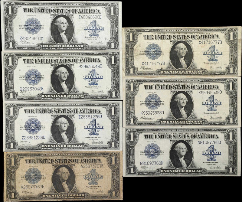 Lot of (7) Fr. 237 & 238. 1923 $1 Silver Certificates. Fine to Very Fine.
A sep...