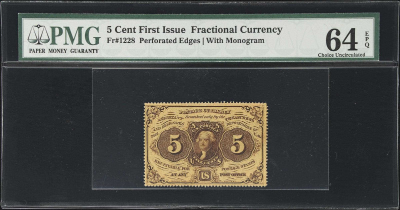 Fr. 1228. 5 Cents. First Issue. PMG Choice Uncirculated 64 EPQ.
Spared a life o...