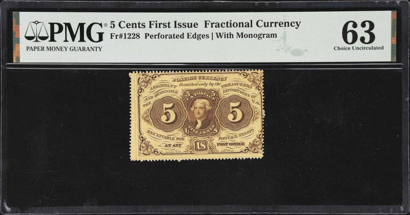 Fr. 1228. 5 Cents. First Issue. PMG Choice Uncirculated 63.
A handsome example ...