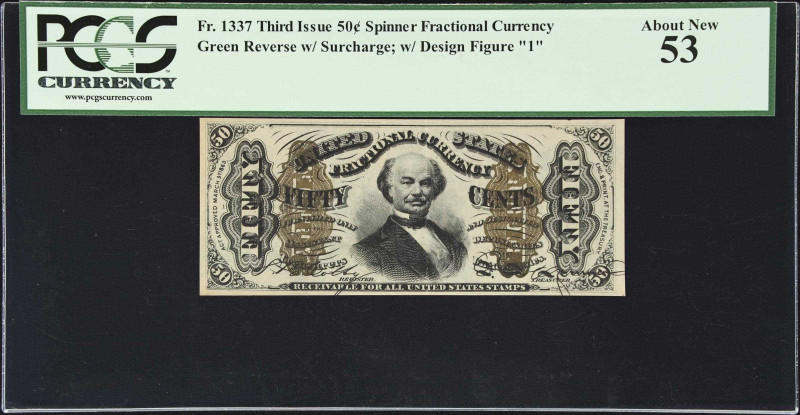 Fr. 1337. 50 Cents. Third Issue. PCGS Currency About New 53.
Green Reverse with...