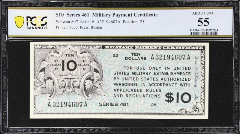 Lot of (2) Military Payment Certificates. Series 461. $10. PCGS Banknote About U...