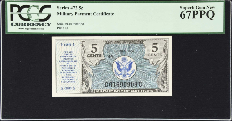 Military Payment Certificate. Series 472. 5 Cents. PCGS Currency Superb Gem New ...