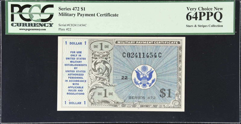 Military Payment Certificate. Series 472. $1. PCGS Currency Very Choice New 64 P...