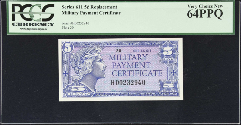 Lot of (2) Military Payment Certificates. Series 611. 5 & 10 Cents. PCGS Currenc...