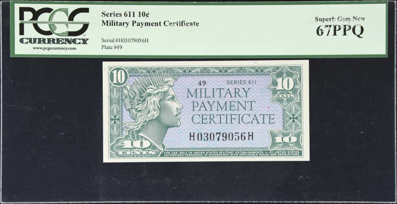 Military Payment Certificate. Series 611. 10 Cents. PCGS Currency Superb Gem New...