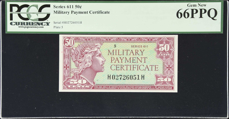 Military Payment Certificate. Series 611. 50 Cents. PCGS Currency Gem New 66 PPQ...